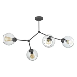 Mitea M10455-4 razgranat luster sa 4 staklene kugle, crni, 4xE27