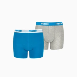 PUMA Boys Basic Boxer 2 Pack, Blue/Grey
