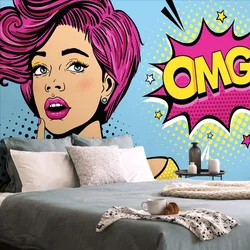 Samolepilna tapeta dama v pop art stilu – OMG! - 441x297