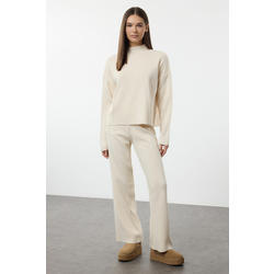 Trendyol Ecru*001 Basic Plain Knitwear Bottom-Top Set