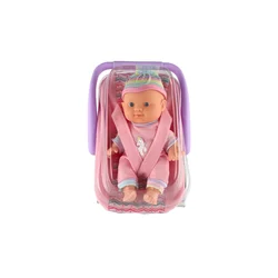 Punčka dojenček 20 cm plast v nosilki/avtosedežu