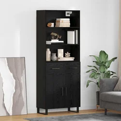 Highboard 2 pcs Crni hrast 69,5 x 34 x 180 cm Konstruirano drvo