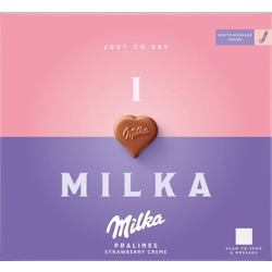Milka I Love Milka Jagodna čokoladna škatla, jagodni polnilo 110 g