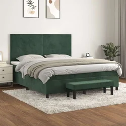 Vidaxl Box spring postelja z vzmetnico temno zelena 180x200 cm žamet