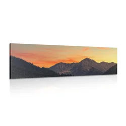 Slika sončni zahod na gorah - 90x30