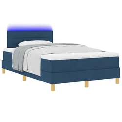 LED Box Spring Krevet s LED trakama Plava 120 x 190 cm tkanina