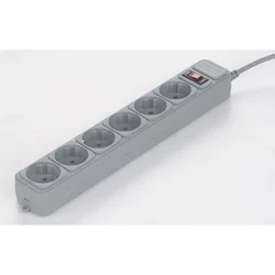 GEMBIRD - Surge Protection Power strip, 6 sockets, 1.8m, 16A Automatic Circuit Breaker, Power Switch, Grey