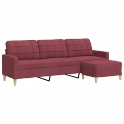 Trosjed s tabureom crvena boja vina 210 cm od tkanine