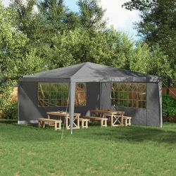 Zid šatora za zabavu 2 pcs 400 x 195 cm Svjetlosiva PE i čelik