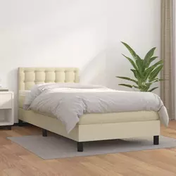 Krevet s oprugama i madracem krem 90 x 190 cm od umjetne kože