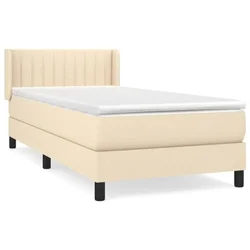 Vidaxl Box spring postelja z vzmetnico krem 90x190 cm blago