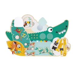 Drevená didaktická doska Krokodíl Crocodile Activity Board Tropik Janod s aktivitami od 18 mes J08280