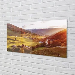 tulup.si Slika na akrilnem steklu Nemčija stavbe gozd dolina 125x50 cm 2 obešalnika