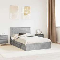 Krevet s od storage s uzglavljem Betonski sivi 135 x 190 cm