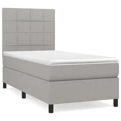 Vidaxl Box spring postelja z vzmetnico svetlo siv 100x200 cm blago