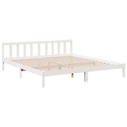 shumee vidaXL Zelo dolga postelja brez vzmetnice, bela, 180x220 cm, borov les