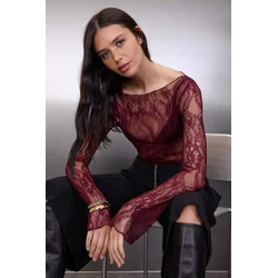 Trendyol Milla ženska bluza Twoss23Bz00795, tamno burgundska
