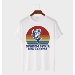MAFIMI Muška majica Svakom svoja riba najlepša, Bela