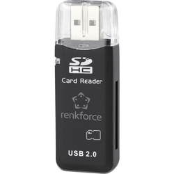 RENKFORCE vanjski čitač memorijskih kartica USB 2.0 CR02e-K, crni