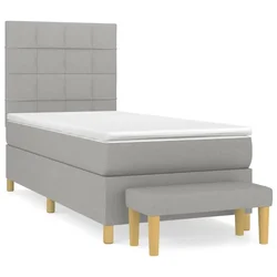 Vidaxl Box spring postelja z vzmetnico svetlo siv 100x200 cm blago