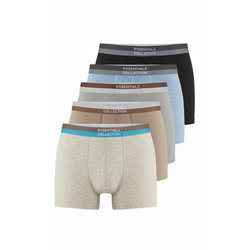 Trendyol Multicolor 5 Pack Basic Slogan Elastic Elastic Cotton Boxer