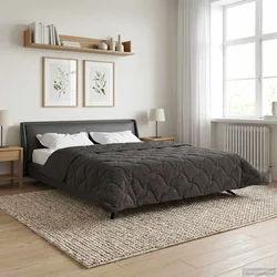 Zimska pokrivača Antracit 200 x 220 cm Mikrofibra i teddy flis