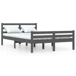 Vidaxl Posteljni okvir siv iz trdnega lesa 150x200 cm