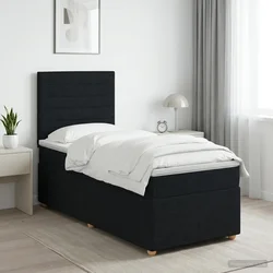 vidaXL Postelja boxspring z vzmetnico Črna 100 x 200 cm Blago