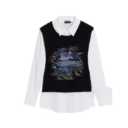 Desigual Bluza črna/bela
