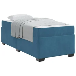 Vidaxl Konstrukcija postelje z vzmetnico Temno modra 90 x 190 cm blago