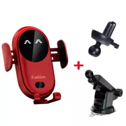 Auto drzac za telefon (vakuum) S11 Plus Fashion sa bezicnim punjenjem crveni