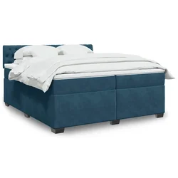Vidaxl Box spring postelja z vzmetnico modra 200x200 cm žamet