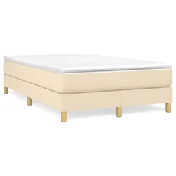 Vidaxl Box spring postelja z vzmetnico krem 120x200 cm blago