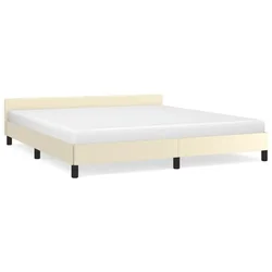 Vidaxl Posteljni okvir z vzglavjem brez vzmetnice krem 160x200 cm
