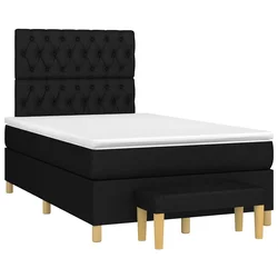 vidaXL Box spring postelja z vzmetnico črna 120x190 cm blago