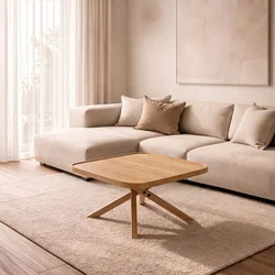 Hanah Home klub sto Oscar Kare 100, 100 cm, hrast