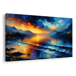 Slika sončni zahod nad gorami - 60x40