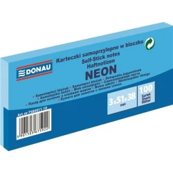 Donau Samolepilna blazinica - 38x51mm, 3x100, neonsko modra