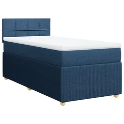 Vidaxl Box spring postelja z vzmetnico modra 90x190 cm blago