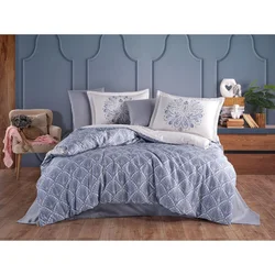 Sheldon - Blue Blue Satin Double Quilt Cover Set
