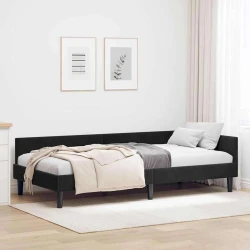 Kutni okvir kreveta s uzglavljem Crna 90 cm x 190 cm Baršun