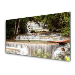 tulup.si Slika na steklu Forest slap narava 100x50 cm 2 obešalnika