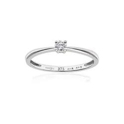 DIAMANT LETERNEL Prstan Ring aus 375 Weißgold mit 0.1 Karat Diamant srebrna
