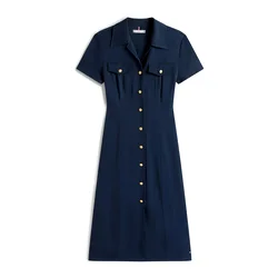 TOMMY HILFIGER Dolga srajca temno modra