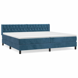 Vidaxl Box spring postelja z vzmetnico temno modra 200x200 cm žamet