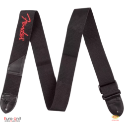 Fender Black Polyester Red Logo Strap