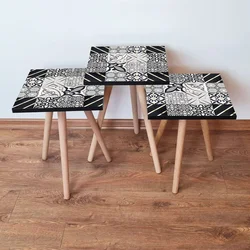 Hanah Home Set klub stočića 3Shp17, 3 komada, Šarena