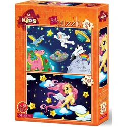 ART PUZZLE Sestavljanka Astronavt in mladiček Pegaz 24+35 kosov