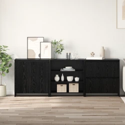 Kreveta 3 pcs Crni hrast 70 x 41 x 75 cm Konstruirano drvo
