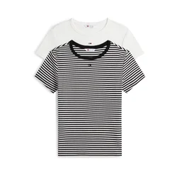 Tommy Jeans Majica ESSENTIAL črna/bela